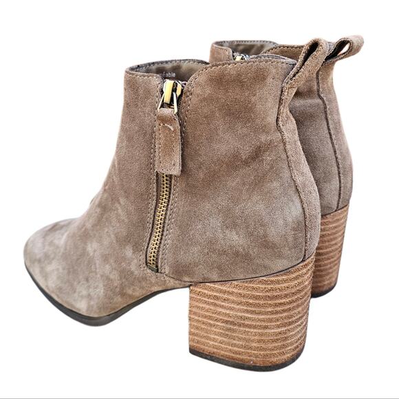 Tan Suede Bootie Blondo Siena Bootie Size 8.5 Leather Heeled Side Zip Ankle Boot - Picture 4 of 13